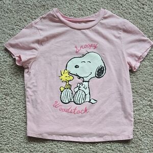 Hybrid Apparel Pink Snoopy & Woodstock Short Sleeve Tee